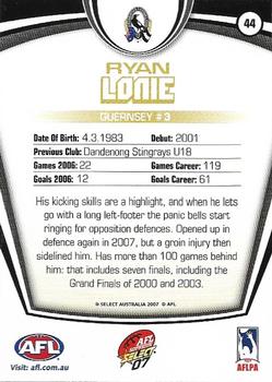 2007 Select AFL Supreme #44 Ryan Lonie Back